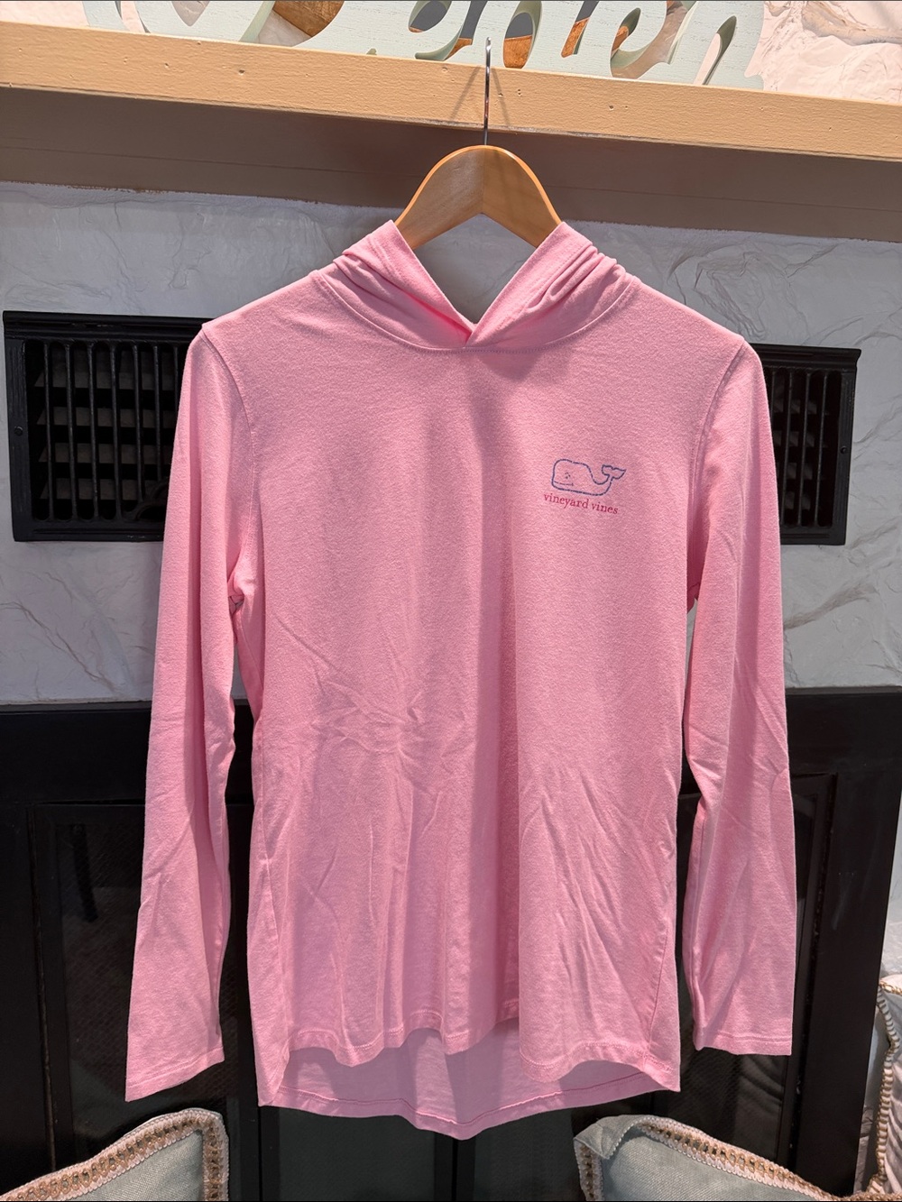 Vineyard Vines Light Pink Hooded Long Sleeve Top